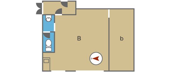 スペースワン間取り図（2階事務所B＋b（駐車場2台付き））